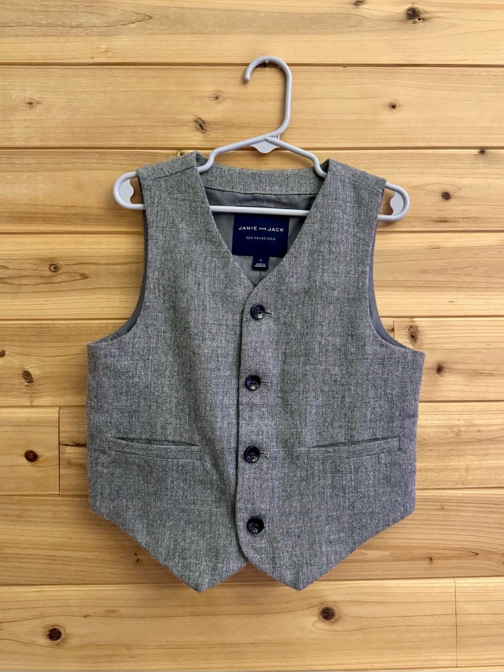 Janie & Jack Size 6 Boys Heather Gray Wool Blend Suit Vest Formal Wedding Party
